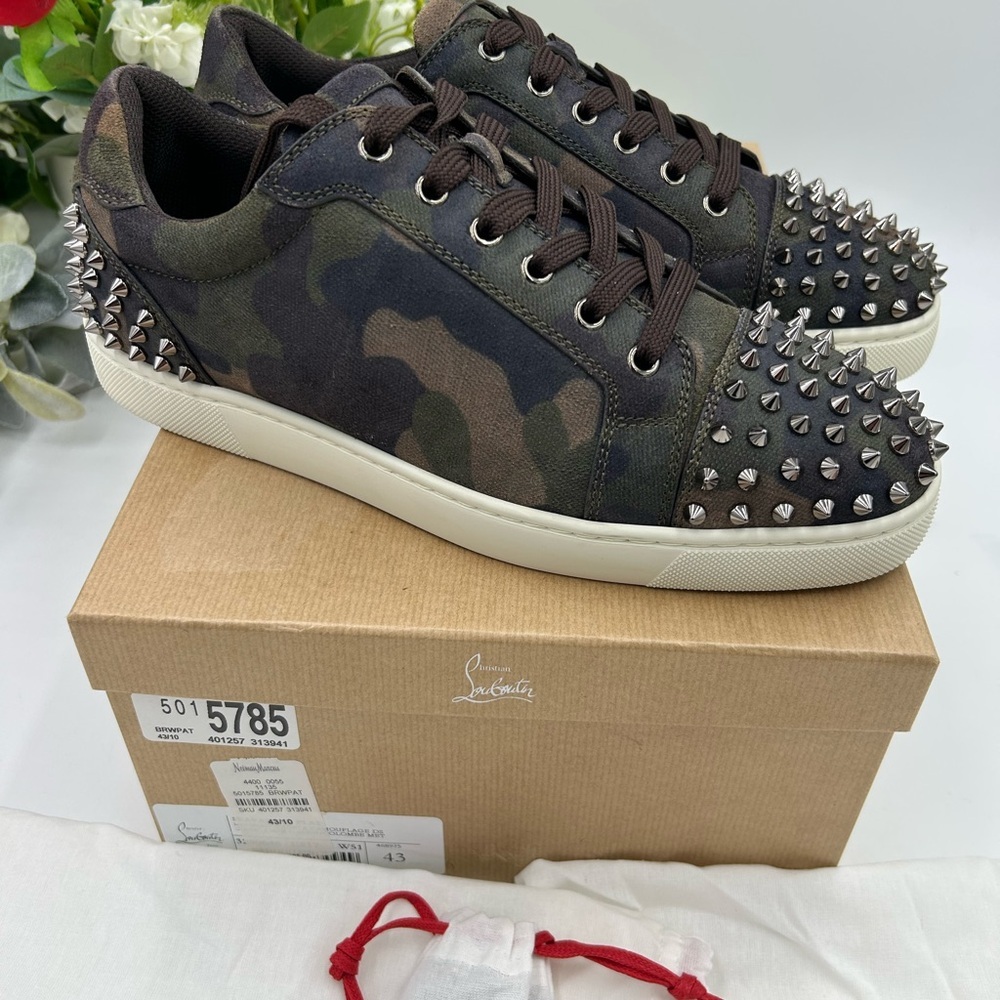 Men's Christian Louboutin SEAVASTE camouflage print sneakers size 43 made Italy - Picture 10 of 11